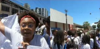 Estudantes do Colégio Manoel Devoto realizam protesto.