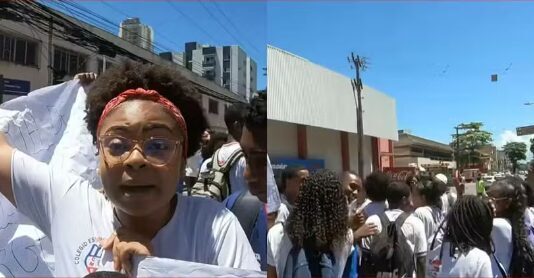 Estudantes do Colégio Manoel Devoto realizam protesto.