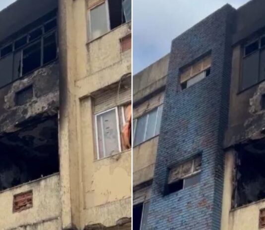 Hotel abandonado é atingido por incêndio em Patamares