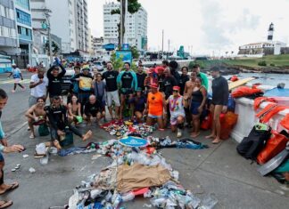 Fundo da Folia mobiliza mergulhadores em ação de limpeza no Parque Marinho da Barra após o Carnaval